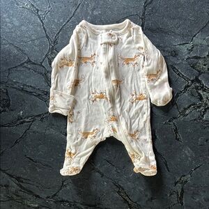 Carter's Cream and Brown Footies with Elastic Cuffs